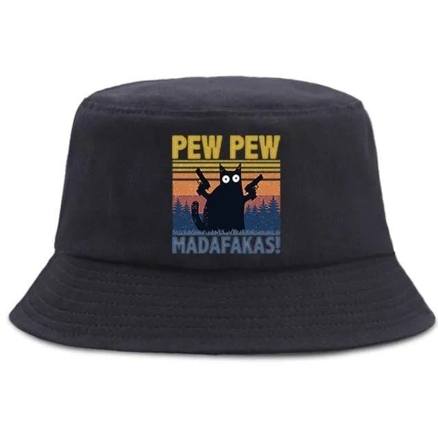 Madafakas Schwarze Katze Bucket Caps Damen Street Beach Sonnenhut Hip Hop Casual Fischerhüte Herren Outdoor Sommer Panama Cap