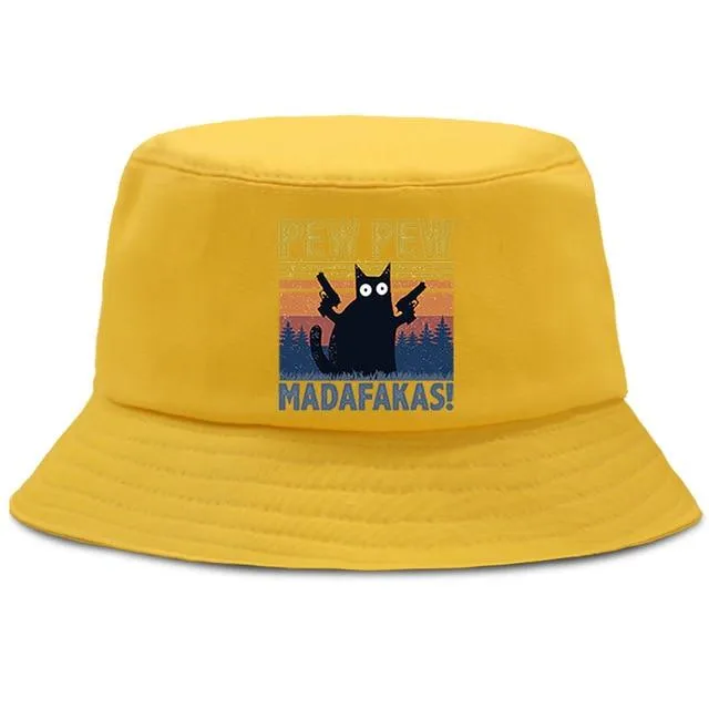 Madafakas Schwarze Katze Bucket Caps Damen Street Beach Sonnenhut Hip Hop Casual Fischerhüte Herren Outdoor Sommer Panama Cap