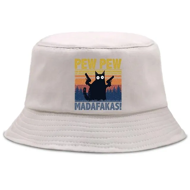 Madafakas Schwarze Katze Bucket Caps Damen Street Beach Sonnenhut Hip Hop Casual Fischerhüte Herren Outdoor Sommer Panama Cap