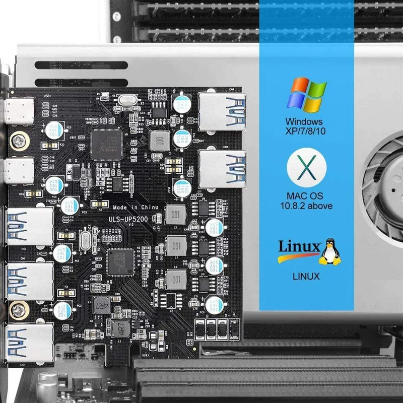 PCIE zu 5 Ports USB3.0 Konverter Dual Ports USB3.1 Typ-C PCI Express Erweiterungskarte Interner USB 3.0 für Mac Pro Fresco Fl1100