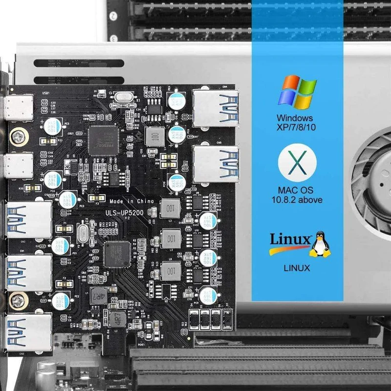 PCIE zu 5 Ports USB3.0 Konverter Dual Ports USB3.1 Typ-C PCI Express Erweiterungskarte Interner USB 3.0 für Mac Pro Fresco Fl1100