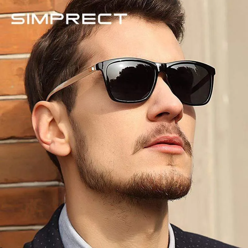Polarisierte Sonnenbrille Herren 2021 UV400 Fahrerspiegel Quadratische Sonnenbrille Retro Vintage Blendschutz Sonnenbrille für Männer