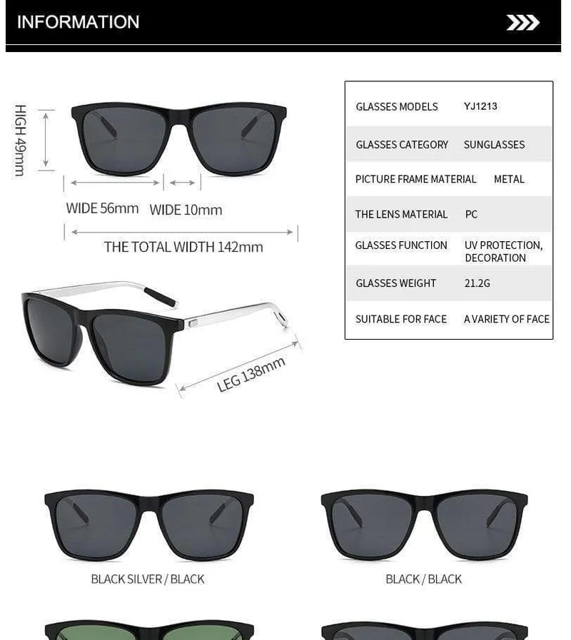 Polarisierte Sonnenbrille Herren 2021 UV400 Fahrerspiegel Quadratische Sonnenbrille Retro Vintage Blendschutz Sonnenbrille für Männer