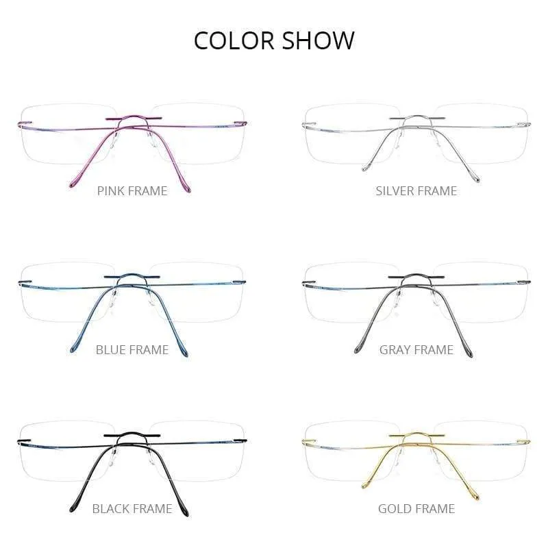 Titan Brillenrahmen Männer 2020 Frauen Randlose verschreibungspflichtige quadratische Brillenfassungen Myopia Optical Korean Eyewear F85634