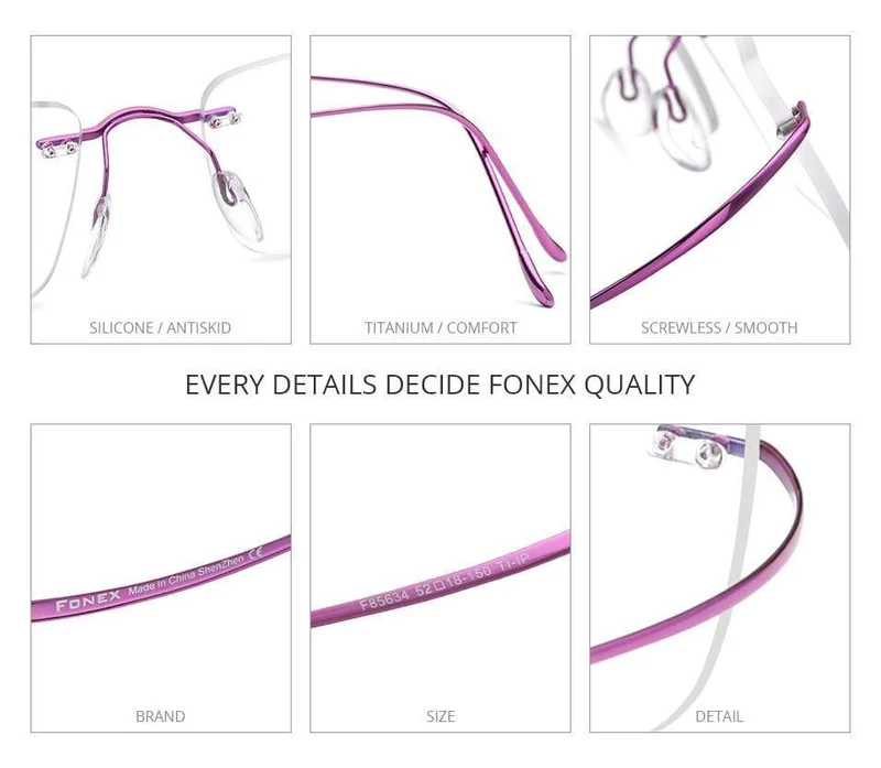Titan Brillenrahmen Männer 2020 Frauen Randlose verschreibungspflichtige quadratische Brillenfassungen Myopia Optical Korean Eyewear F85634