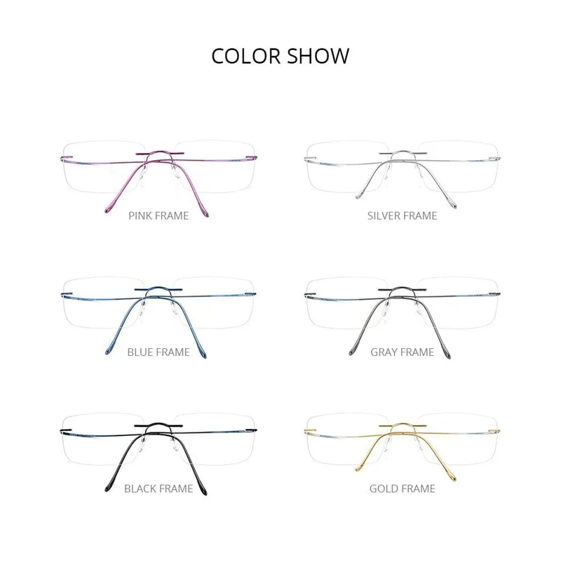 Titan Brillenrahmen Männer 2020 Frauen Randlose verschreibungspflichtige quadratische Brillenfassungen Myopia Optical Korean Eyewear F85634