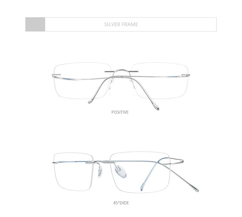 Titan Brillenrahmen Männer 2020 Frauen Randlose verschreibungspflichtige quadratische Brillenfassungen Myopia Optical Korean Eyewear F85634