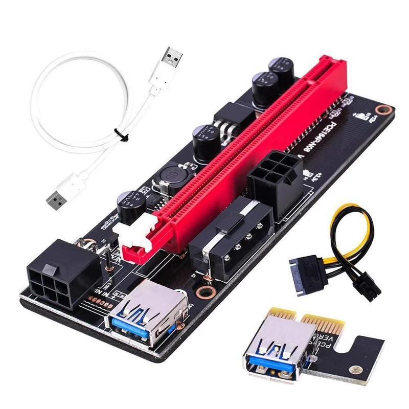 5 Teile/los PCI-E Riser Board USB 3.0 Pci-E Riser Ver 009S Express 16X Extender Riser Adapter Karte Sata 15 zu 6 Pin Power Kabel