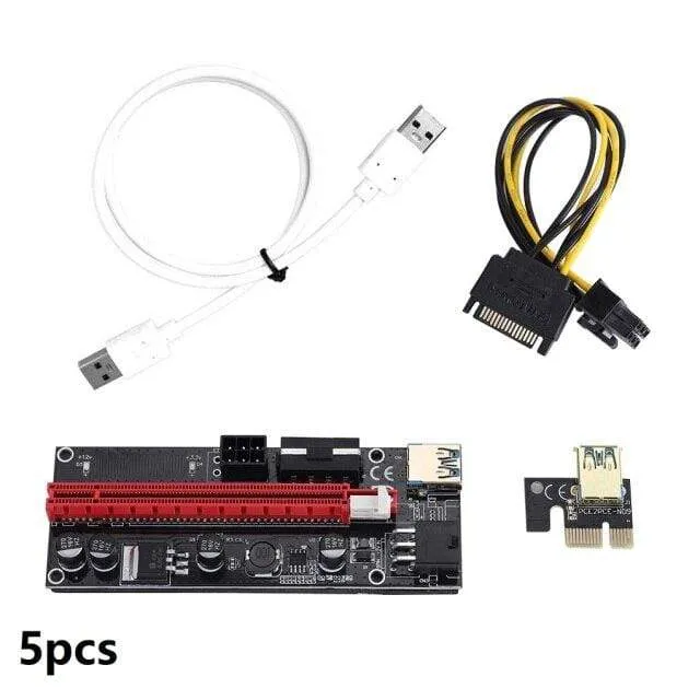 5 Teile/los PCI-E Riser Board USB 3.0 Pci-E Riser Ver 009S Express 16X Extender Riser Adapter Karte Sata 15 zu 6 Pin Power Kabel