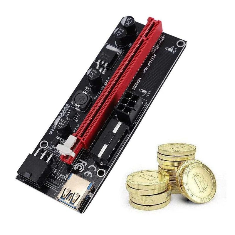 5 Teile/los PCI-E Riser Board USB 3.0 Pci-E Riser Ver 009S Express 16X Extender Riser Adapter Karte Sata 15 zu 6 Pin Power Kabel