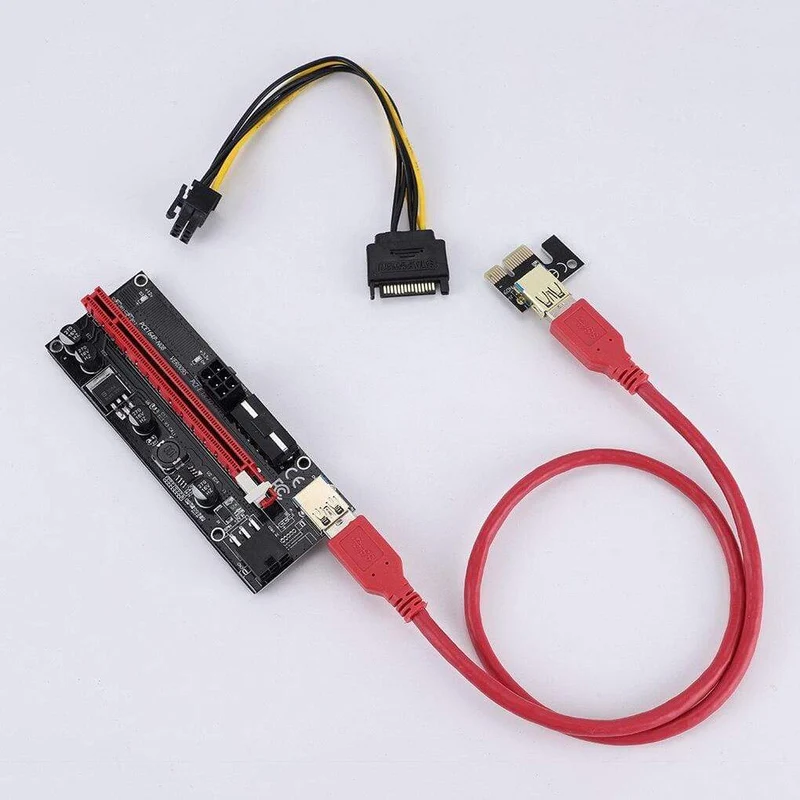 5 Teile/los PCI-E Riser Board USB 3.0 Pci-E Riser Ver 009S Express 16X Extender Riser Adapter Karte Sata 15 zu 6 Pin Power Kabel