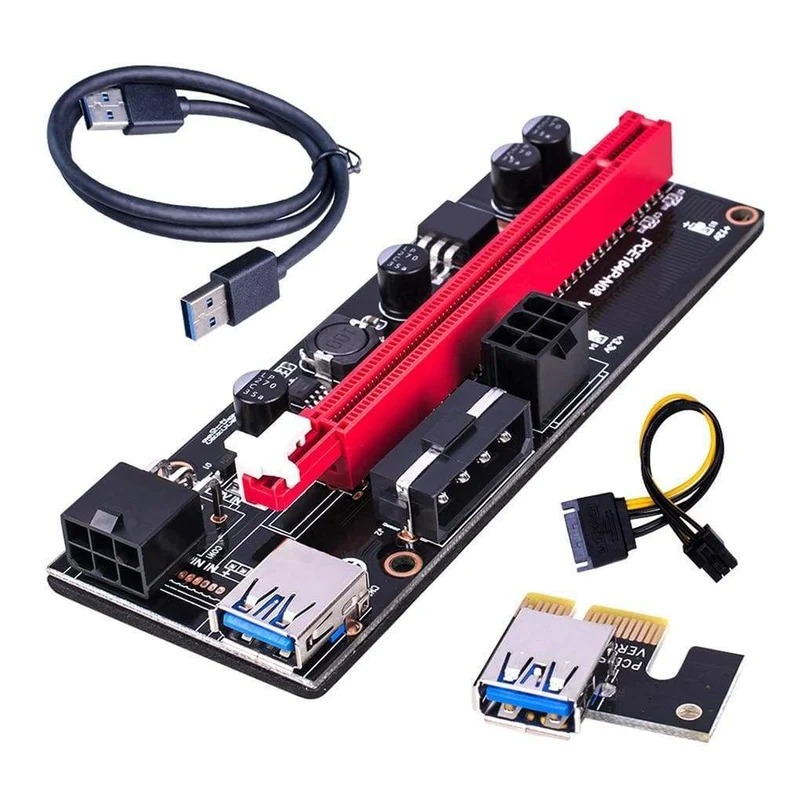 5 Teile/los PCI-E Riser Board USB 3.0 Pci-E Riser Ver 009S Express 16X Extender Riser Adapter Karte Sata 15 zu 6 Pin Power Kabel