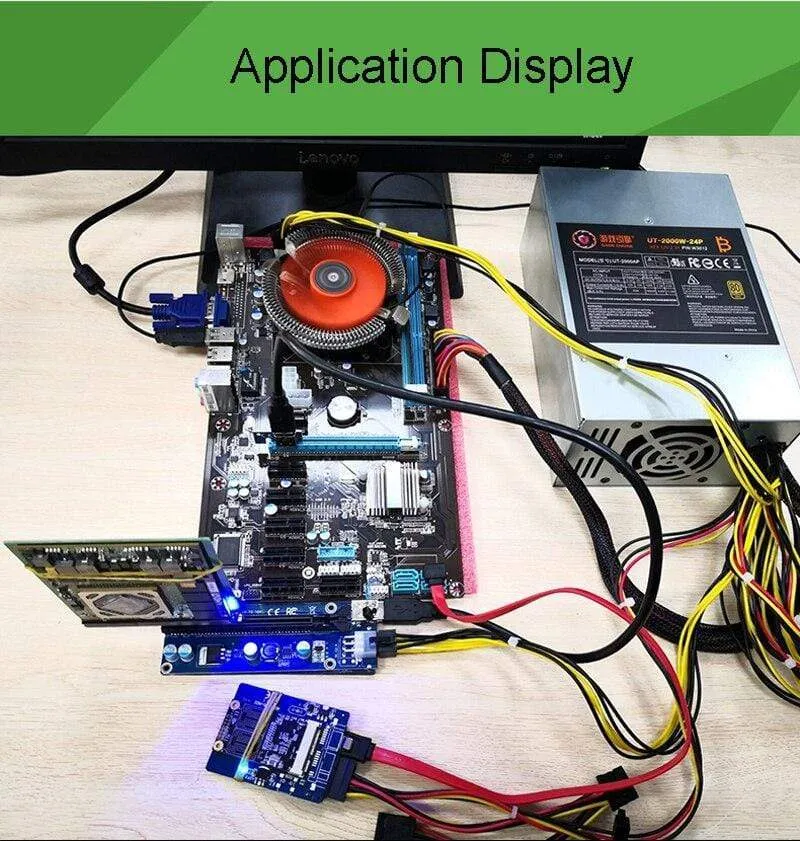 PCI-E zu MXM3.0 Grafikkarte PCI Express X1 zu MXM 3.0 Raiser Riser Card Adapter Konverter Board mit LED für BTC Miner Mining
