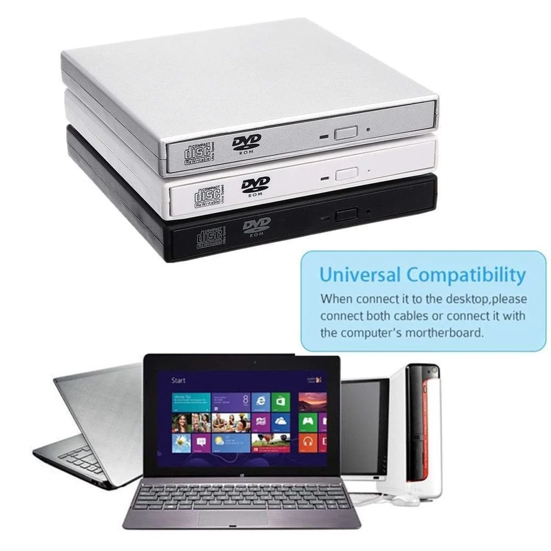 Externes optisches DVD-Laufwerk Combo USB 2.0 CD-Brenner CD / DVD-ROM CD-RW-Player Schlanker tragbarer Reader Recorder Für Laptop-PC