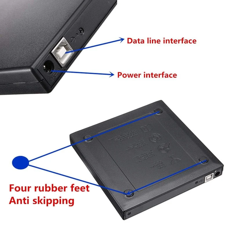 Externes optisches DVD-Laufwerk Combo USB 2.0 CD-Brenner CD / DVD-ROM CD-RW-Player Schlanker tragbarer Reader Recorder Für Laptop-PC