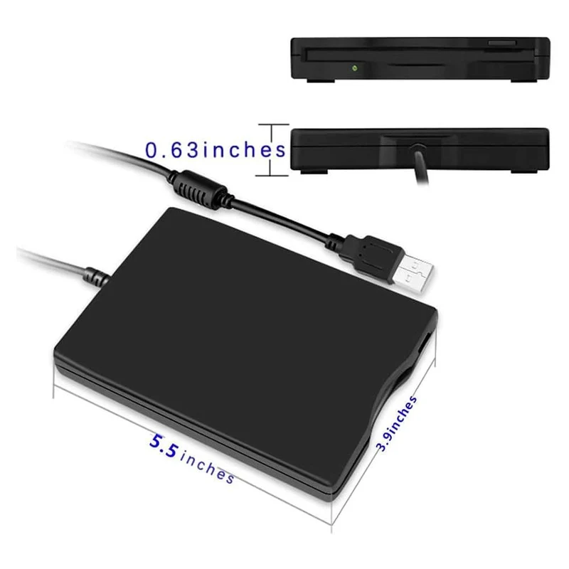 3.5 Zoll USB Mobile Diskettenlaufwerk 1.44 MB 2HD Externe Diskette FDD mit USB-Kabel für Laptop Notebook PC
