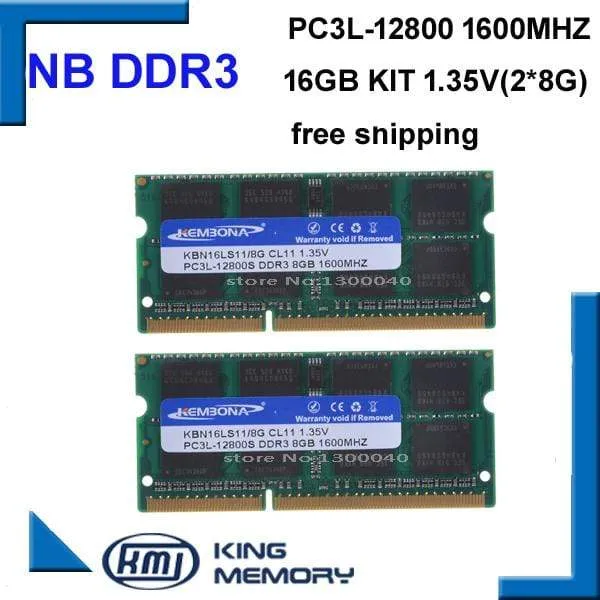 Brandneuer, versiegelter So-Dimm-Laptop-RAM DDR3L 16 GB (Kit mit 2 Stück DDR3 8 GB), 1.35 V PC3L 12800S LOW POWER 204-Pin-RAM-Speicher