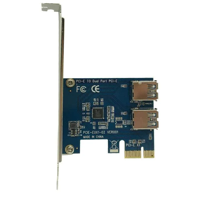 2 Steckplätze PCI-E 1 bis 2 PCI Express 16X-Steckplatz Externe Riser-Karte Adapterplatine PCIe-Port-Multiplikator-Karte für Bitcoin Mining Machine