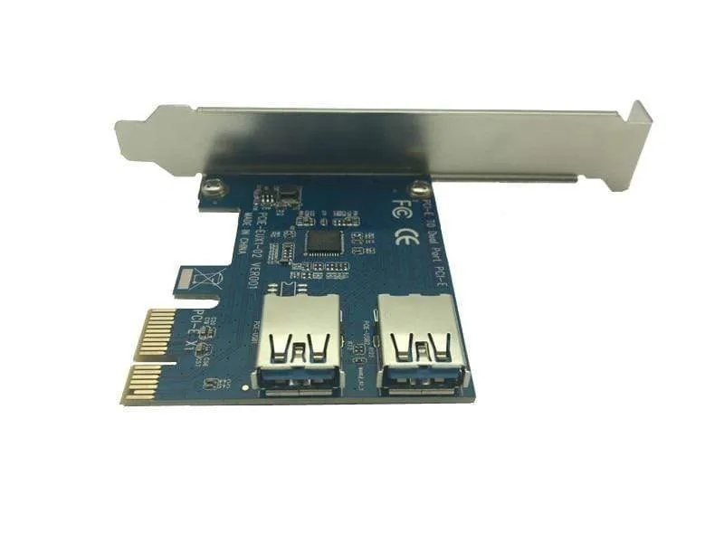 2 Steckplätze PCI-E 1 bis 2 PCI Express 16X-Steckplatz Externe Riser-Karte Adapterplatine PCIe-Port-Multiplikator-Karte für Bitcoin Mining Machine