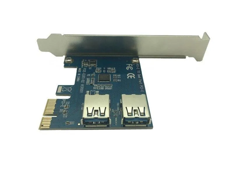 2 Steckplätze PCI-E 1 bis 2 PCI Express 16X-Steckplatz Externe Riser-Karte Adapterplatine PCIe-Port-Multiplikator-Karte für Bitcoin Mining Machine