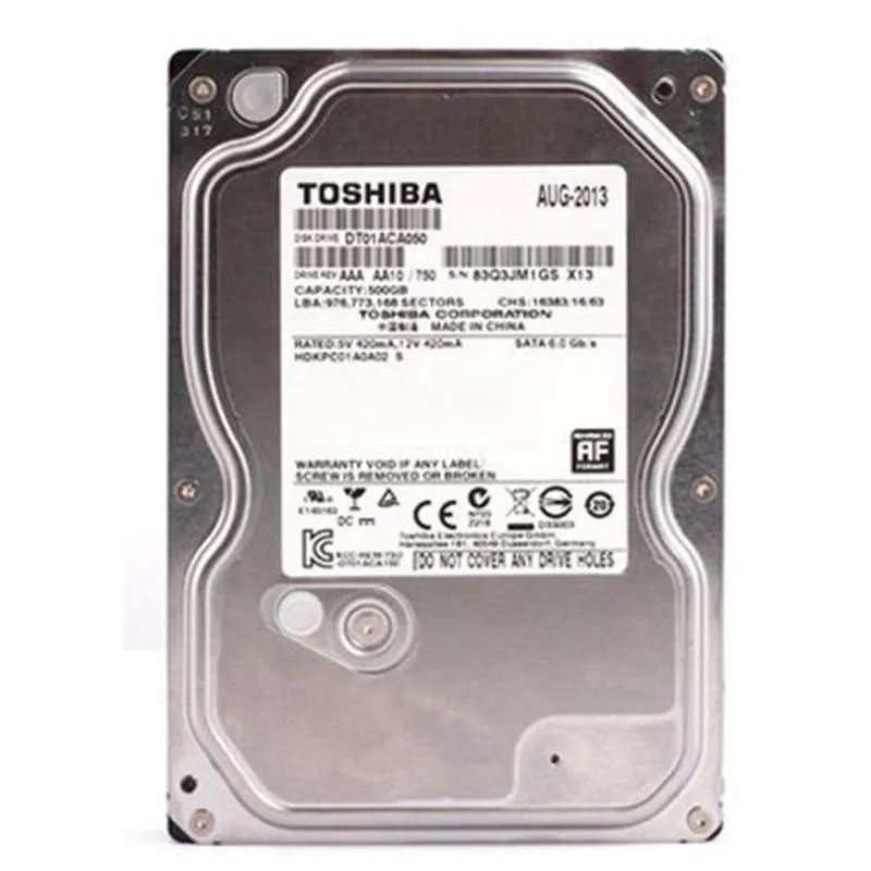 Toshiba 500 GB 1 TB HDD HD-Festplatte 3.5 Zoll interne Festplatte DT01ACA050 SATA 3.0 7200 U/min 32 MB Cache HDD für Desktop-PC