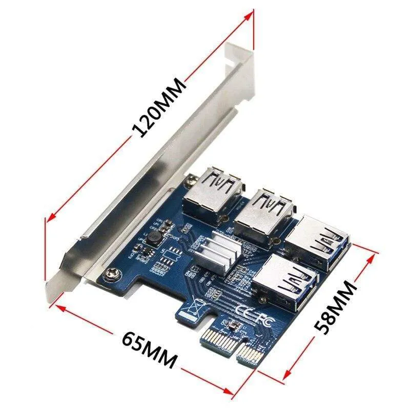 Riser-Karte PCI-E USB 3.0 PCIe-Port-Multiplikator-Karte PCI Express PCIe 1 bis 4 PCI-E zu PCI-E für BTC Miner Mining Machine-Geräte