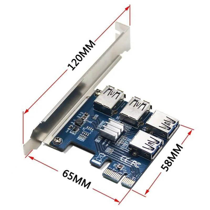 Riser-Karte PCI-E USB 3.0 PCIe-Port-Multiplikator-Karte PCI Express PCIe 1 bis 4 PCI-E zu PCI-E für BTC Miner Mining Machine-Geräte