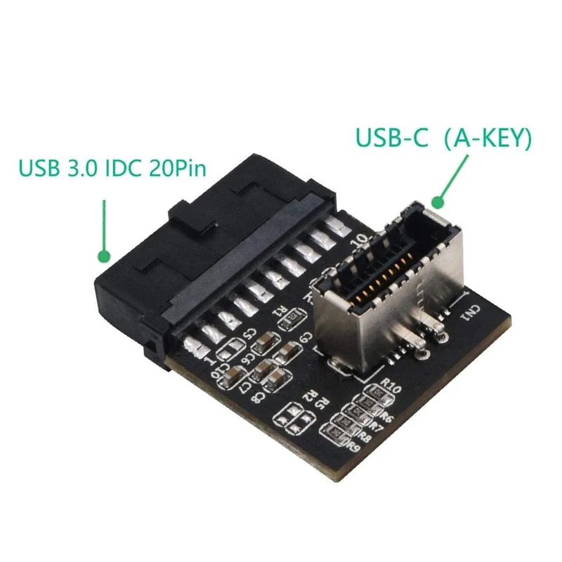 USB 3.0 (3.1 Gen 2) Interner IDC 20-poliger Motherboard-Header auf 20-polige XNUMX-polige Header-Wandler-Konverter für Typ C-Schalttafeladapter