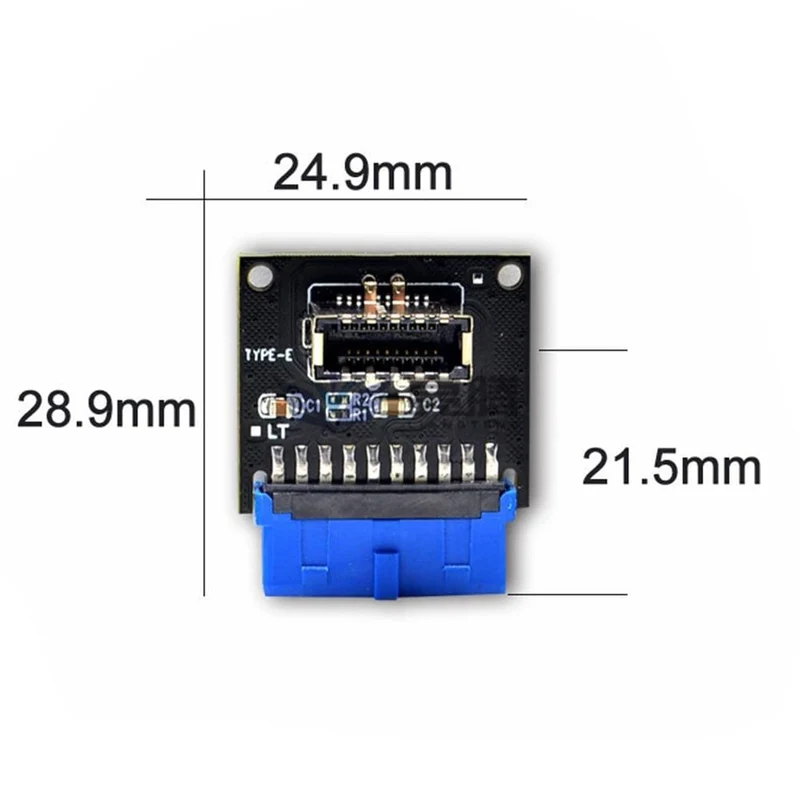USB 3.0 19-poliger interner Header zu USB 3.1/3.2 Typ C Key A 20-poliger Konverter, Laptop-Dockingstation, Netzteil