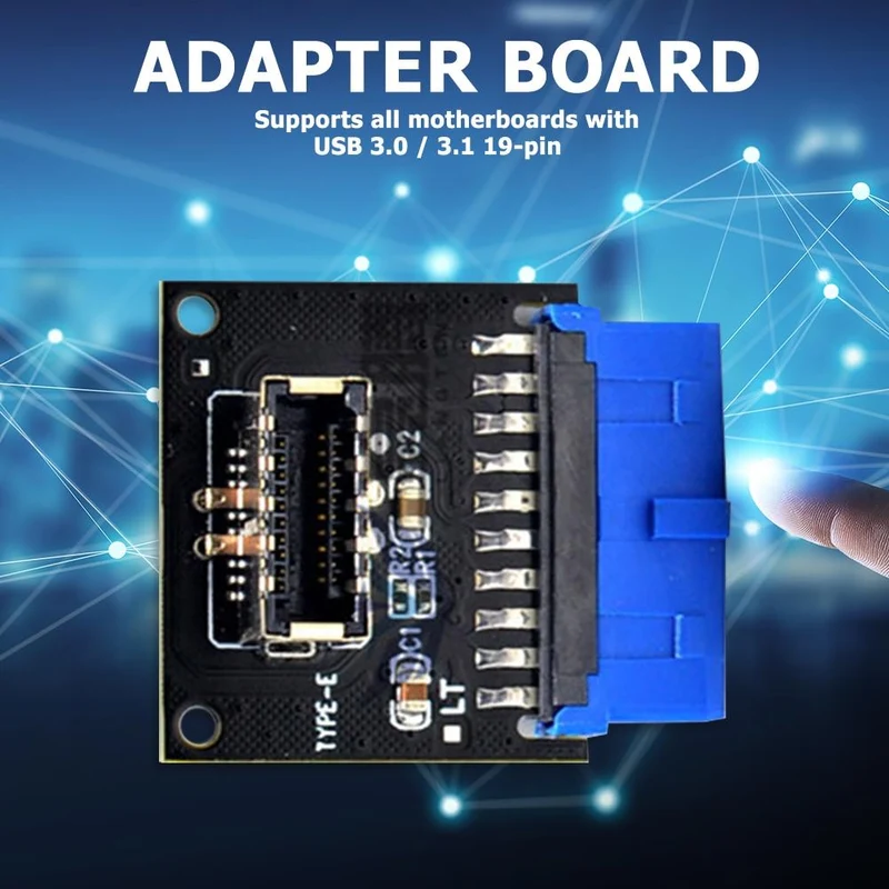 USB 3.0 19-poliger interner Header zu USB 3.1/3.2 Typ C Key A 20-poliger Konverter, Laptop-Dockingstation, Netzteil