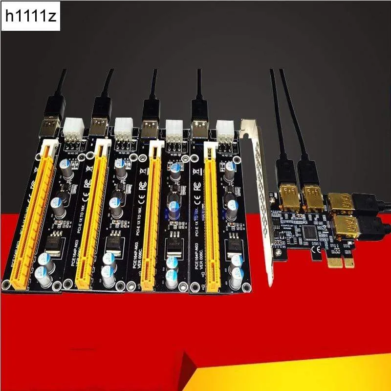 NEU Add-In-Karte PCIe 1 bis 4 PCI Express 16X-Steckplätze Riser-Karte PCI-E 1X bis 4 PCI-e-Steckplatz Adapter USB 3.0 Port Multiplikator für den Bergbau