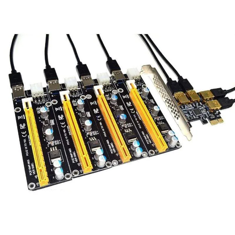 NEU Add-In-Karte PCIe 1 bis 4 PCI Express 16X-Steckplätze Riser-Karte PCI-E 1X bis 4 PCI-e-Steckplatz Adapter USB 3.0 Port Multiplikator für den Bergbau