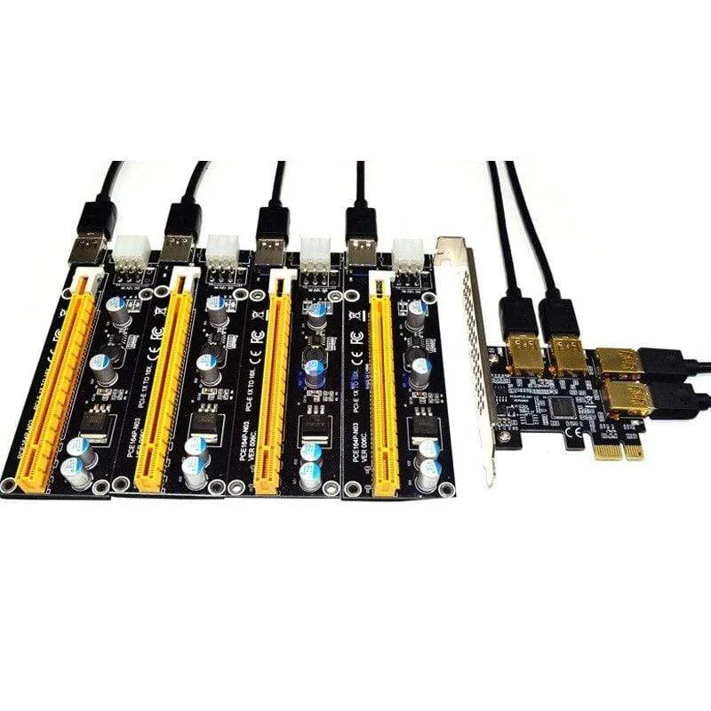 NEU Add-In-Karte PCIe 1 bis 4 PCI Express 16X-Steckplätze Riser-Karte PCI-E 1X bis 4 PCI-e-Steckplatz Adapter USB 3.0 Port Multiplikator für den Bergbau