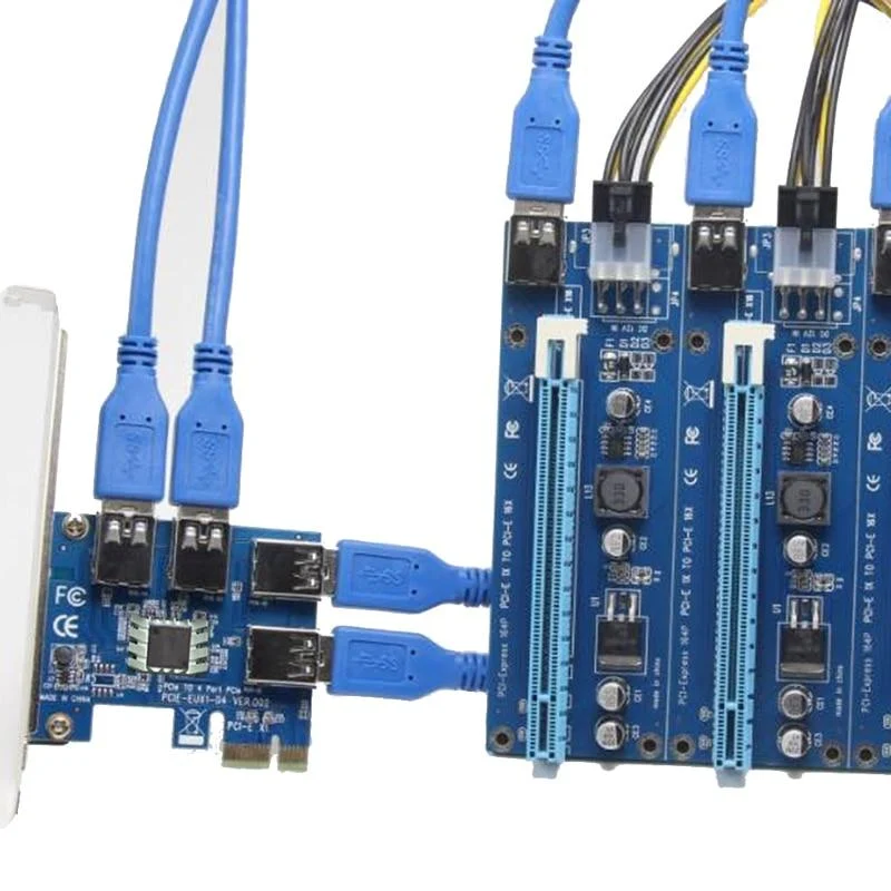 PCIe 1 bis 4 Mining-Karte, PCI Express 16X-Steckplätze, Riser-Karte, PCI-E 1X bis 16x, externer PCI-e-Steckplatz-Adapter, Port-Multiplikator für BTC