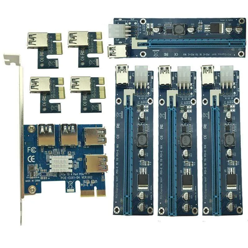 PCIe 1 bis 4 Mining-Karte, PCI Express 16X-Steckplätze, Riser-Karte, PCI-E 1X bis 16x, externer PCI-e-Steckplatz-Adapter, Port-Multiplikator für BTC