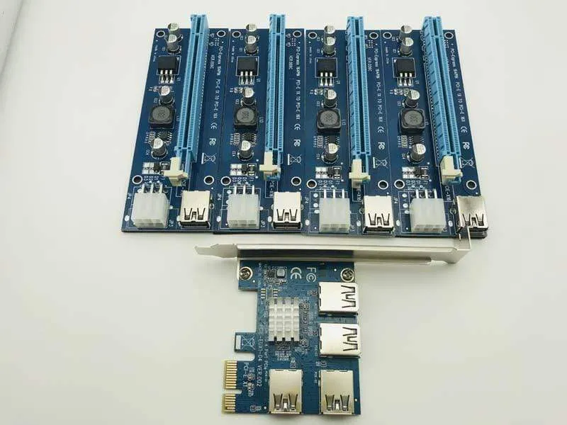 PCIe 1 bis 4 Mining-Karte, PCI Express 16X-Steckplätze, Riser-Karte, PCI-E 1X bis 16x, externer PCI-e-Steckplatz-Adapter, Port-Multiplikator für BTC