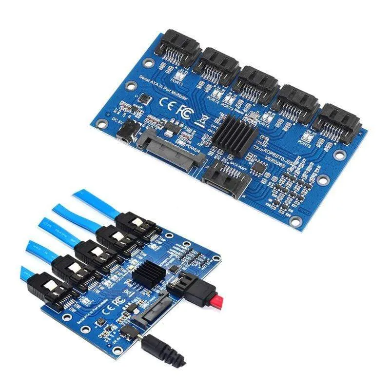 Controller Karte Motherboard Sata Erweiterung Karte 1 Zu 5 Port Sata 3.0 6Gbps Multiplier Sata Port Riser Karte Adapter für Comp