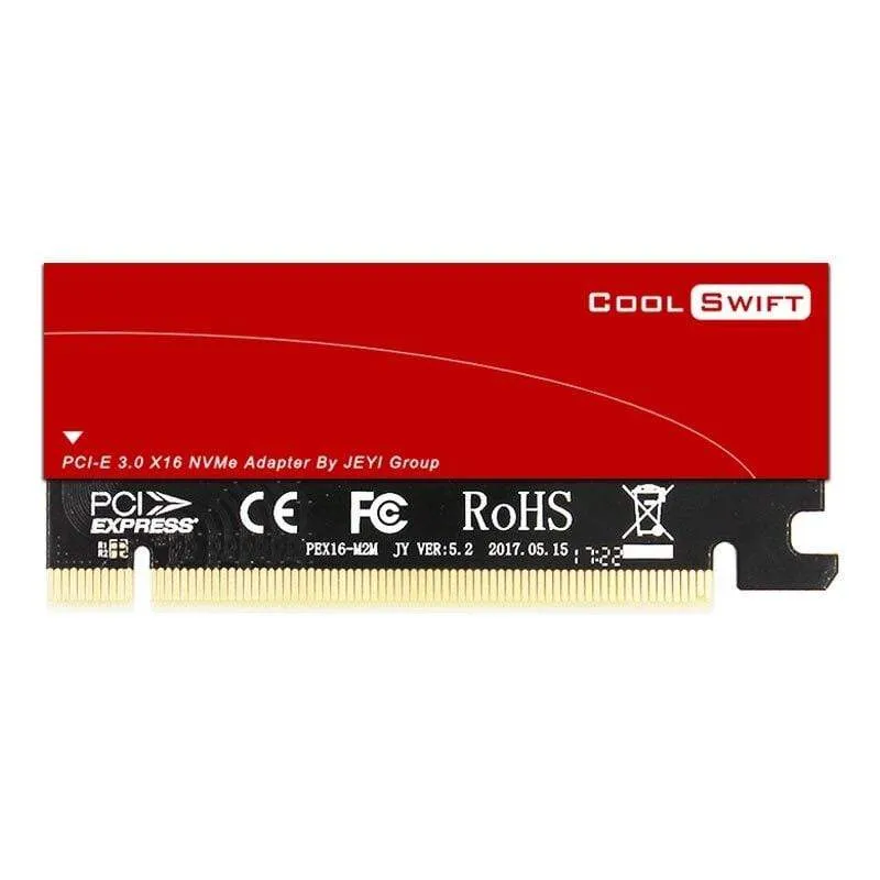 CoolSwift PCIE3.0 NVME Adapter x16 PCI-E Full Speed ​​M.2 2280 Aluminiumblech Wärmeleitfähigkeit Siliziumwaferkühlung