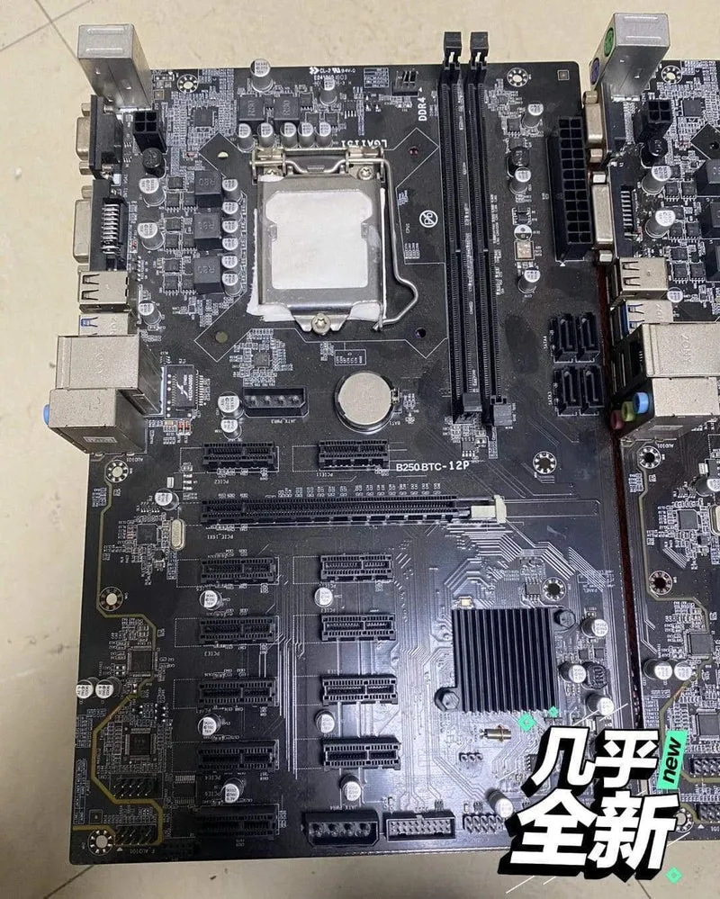 Verwendetes TB250-BTC PRO Motherboard DDR4 LGA 1151 B250-BTC 12GPU 12PCIE B250 Mining Machine Motherboard