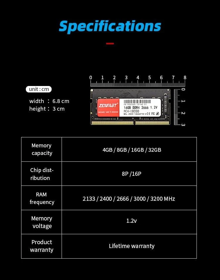 Laptop DDR3 DDR4 8 GB 4 GB 16 GB Laptop Ram 1333 1600 2400 2666 2133 MHz 204-poliger Sodimm-Notebook-Speicher
