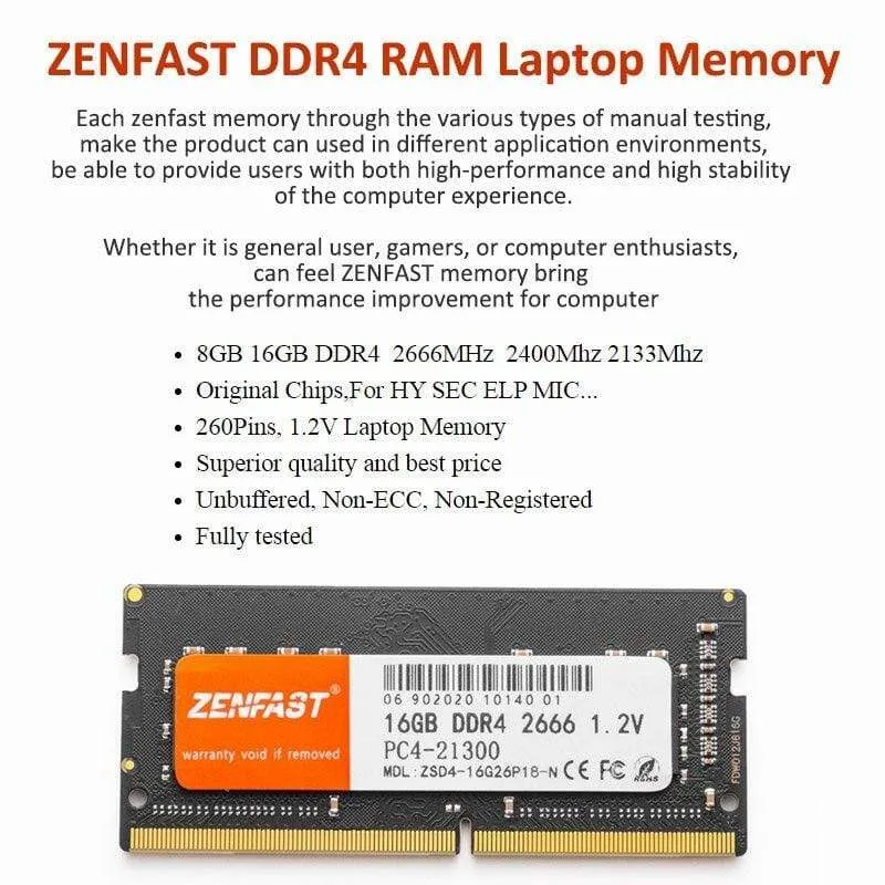 Laptop DDR3 DDR4 8 GB 4 GB 16 GB Laptop Ram 1333 1600 2400 2666 2133 MHz 204-poliger Sodimm-Notebook-Speicher