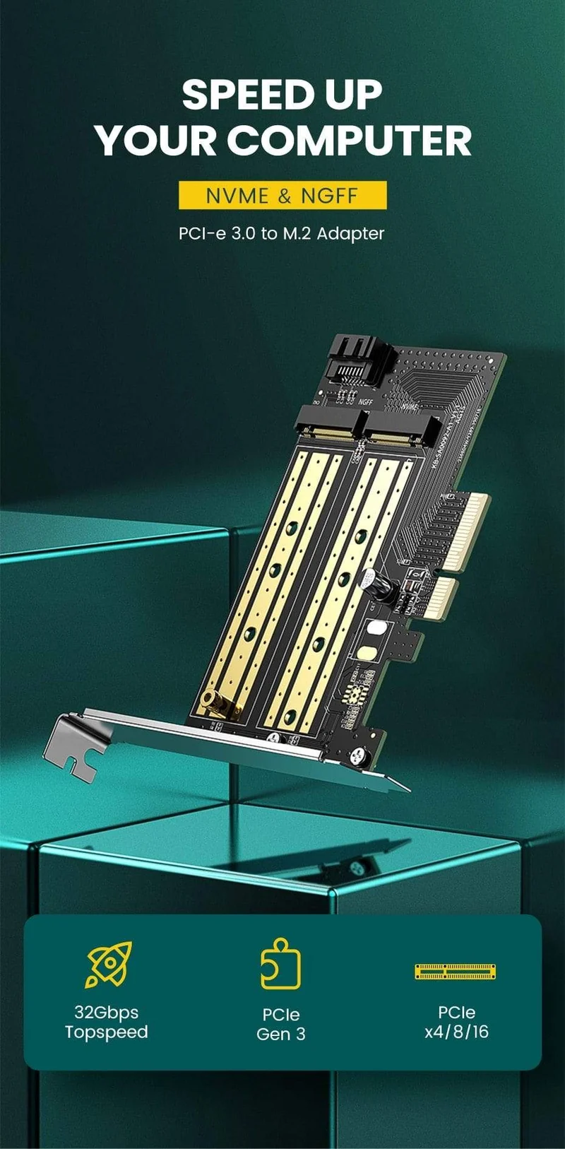 PCIE zu M2 Adapter NVMe M.2 PCI Express Adapter 32 Gbit/s PCI-E Karte x4/8/16 M&B Key SSD Computer Erweiterung Add-On Karten