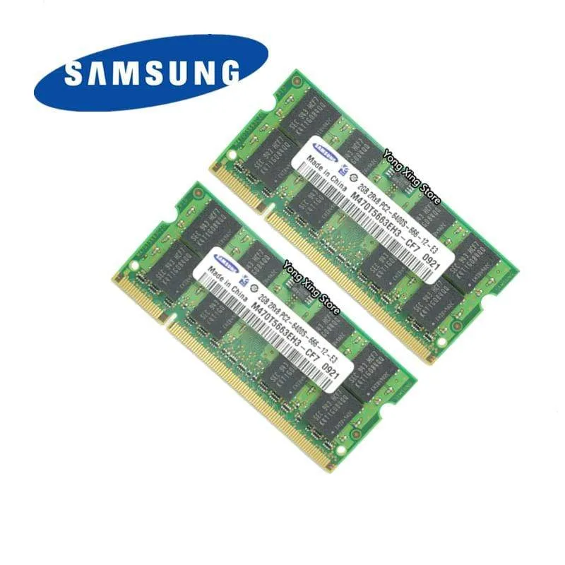 Samsung DDR2 2 x 2 GB 4 GB Zweikanal 800 MHz PC2-6400S DDR 2 2G 4G Notebook-Speicher Laptop RAM 200PIN SODIMM