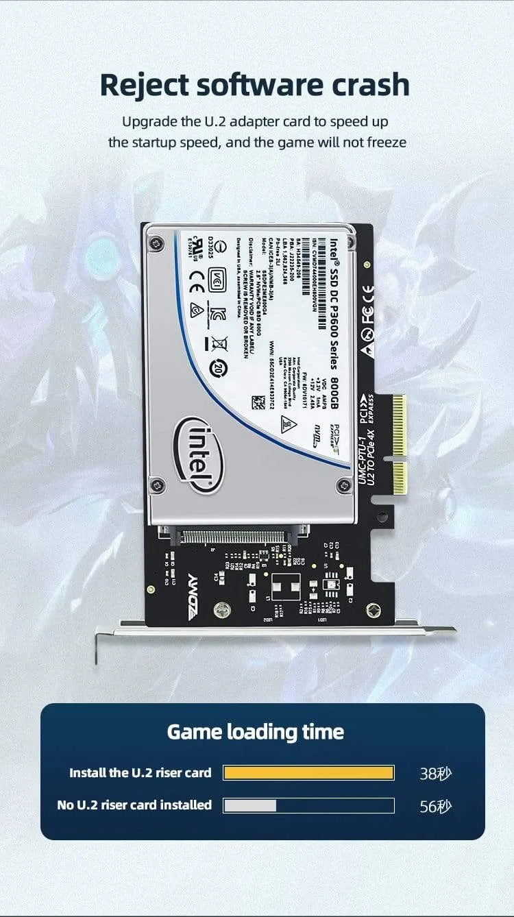 PCIE Riser U.2 zu PCI Express3.0 X4 Adapter Schnittstelle Gen3 PCI-Karte Computer Festplatte Computerkomponenten Erweiterung PCI-Karte