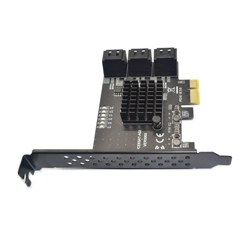 PCIE zu SATA-Karte 6 Anschlüsse SATA 3 PCI Express-Erweiterungskarte PCI-E / PCIE SATA-Controller-Multiplikator für SSD Synology ASM1166-Chips