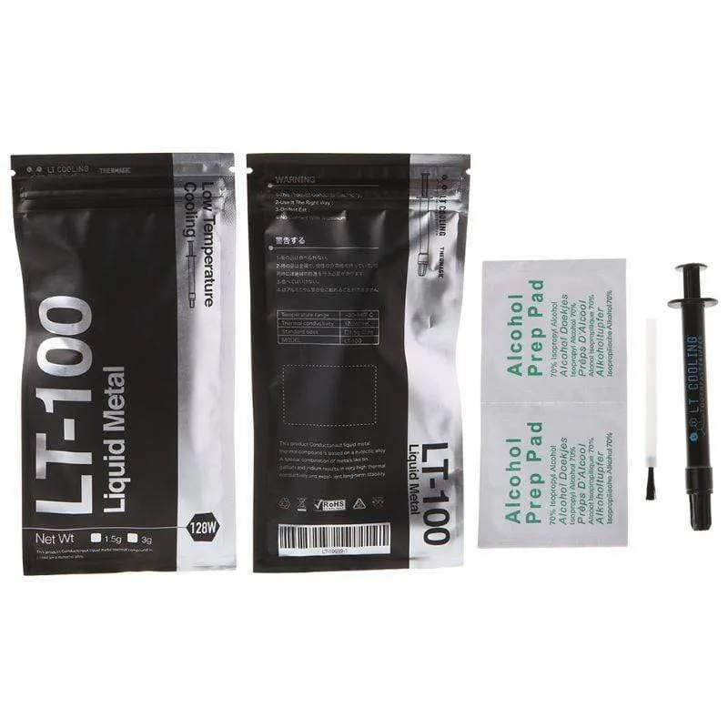 LT-100 Flüssigmetall-Wärmeleitpaste Fett für CPU GPU Kühlflüssigkeit Ultra 128 W/mK 1.5 g 3 g Verbundfett zur Kühlung