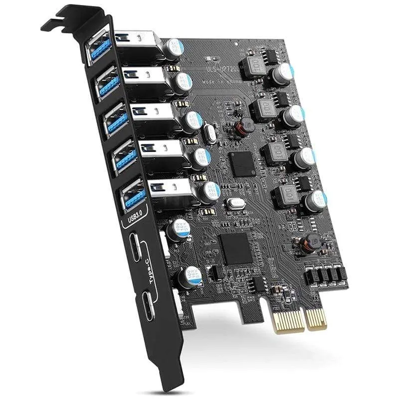 PCI-E zu USB 3.0 7-Port-Erweiterungskarte, PCI Express USB 3.2 Add-In-Karte, interner USB3-Hub-Konverter für Desktop-PC