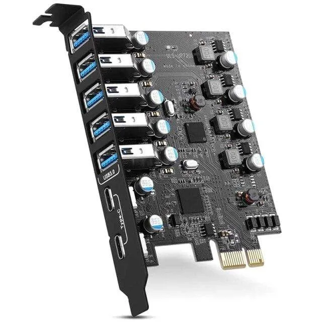 PCI-E zu USB 3.0 7-Port-Erweiterungskarte, PCI Express USB 3.2 Add-In-Karte, interner USB3-Hub-Konverter für Desktop-PC