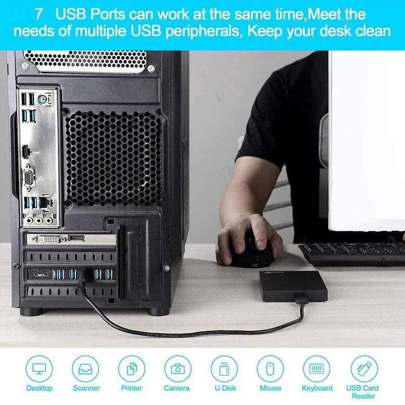 PCI-E zu USB 3.0 7-Port-Erweiterungskarte, PCI Express USB 3.2 Add-In-Karte, interner USB3-Hub-Konverter für Desktop-PC