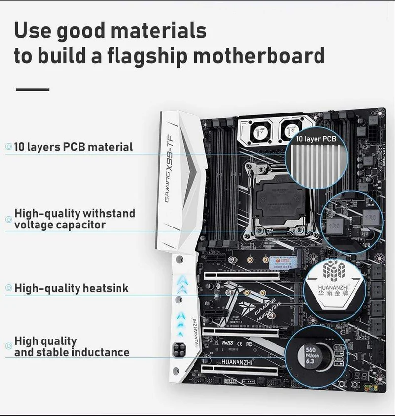 X99 TF Motherboard Combo Kit Set CPU Intel XEON E5 2678 V3 Speicher 4*8G DDR3 RECC 1600 Speicher M.2 NVME USB3.0 ATX
